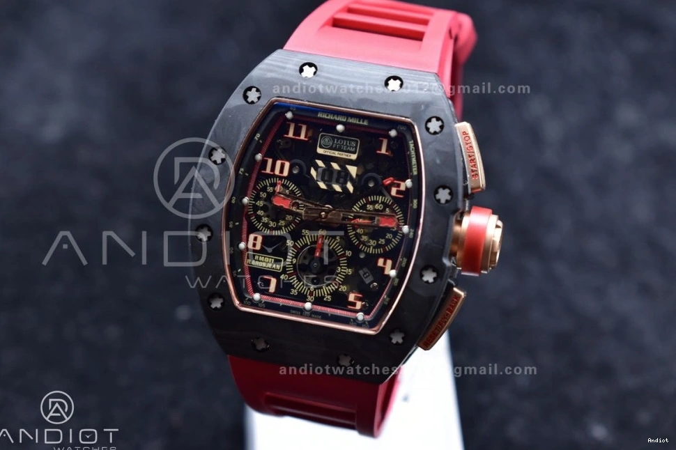 Best NTPT Rubber on Dial A7750 Chrono Edition Crystal V2 RM011 Strap Lotus KVF Red 1:1 1130